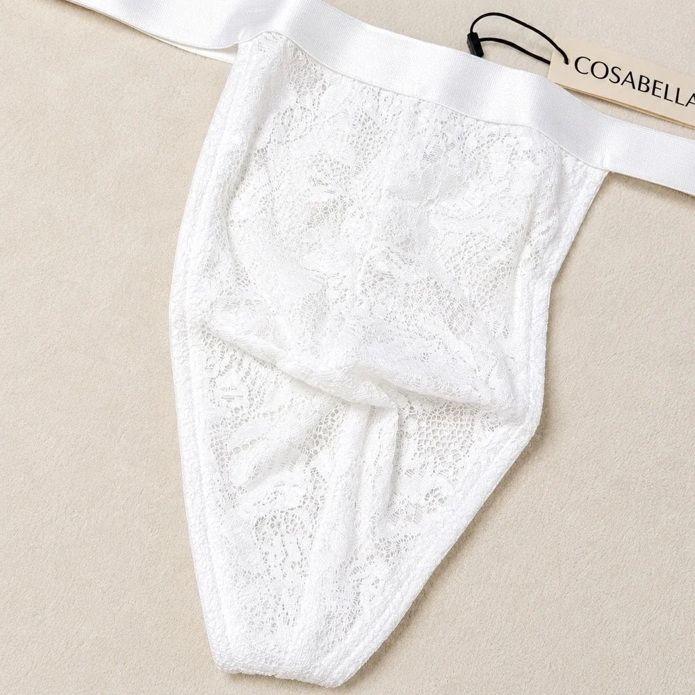 COSABELLA Men's Italian Thong White Lace Underwear - Size L / NWT